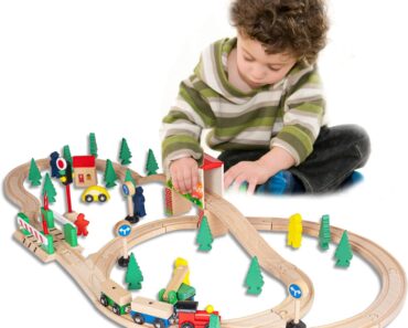 Colorful Wooden Train and Track Set – Only $14.99!