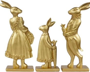 Vintage Gold Bunny Decor Rabbit Figurines (Pack of 3) – Only $7.99!