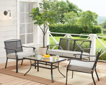 Mainstays Alexandra Square 4-Piece Outdoor Patio Conversation Set – Only $174!