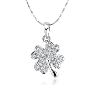 Platinum Plated Four Leaf Clover Pendant Necklace – Just $8.99!