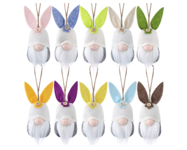 Easter Hanging Gnome Bunny Ornaments – Set of 10 – Just $9.49!