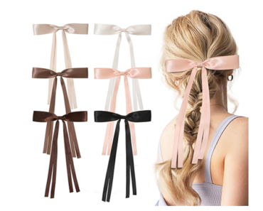 Hair Ribbon Soft Bows on Barrettes – 6 Pack – Just $5.59!