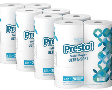 Amazon Brand Presto! 308-Sheet Mega Roll Toilet Paper, Ultra-Soft, 24 Count – Just $15.36!
