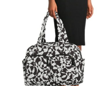 No Boundaries Women’s Double Pocket Weekender in Black White Kaleidoscopic – Only $11.68!