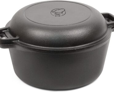 COMMERCIAL CHEF 5-Quart Cast Iron Dutch Oven with Skillet Lid – Only $27.99!