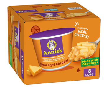 Annie’s Real Aged Cheddar Microwave Mac & Cheese with Organic Pasta, 8 Count Cups – 4 for Just $20.96!