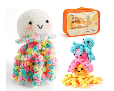 Crochet Kit for Beginners, Includes Easy to Follow Instructions and Video Tutorials, Make 4 Cute Crochet Jellyfish – Just $9.99!