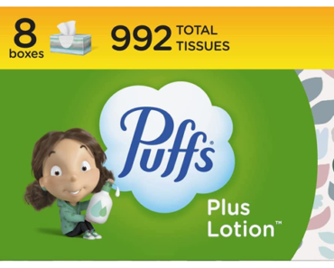 Puffs Plus Lotion Facial Tissues, 8 Family Boxes, 124 Tissues per Box – Just $10.29! Plus Get a $2.00 Promotional Credit!