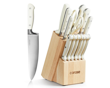CAROTE 14 Pieces Knife Set with Wooden Block – Just $39.99!
