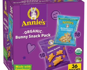 Annie’s Organic Birthday Cake Bunny Grahams and Cheddar Bunnies Snack Pack (36 Count) – Only $12.15!