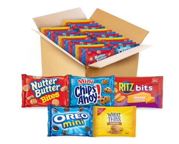 OREO Mini Cookies, Mini CHIPS AHOY! Cookies, RITZ Bits Cheese Crackers, Nutter Butter Bites & Wheat Thins Crackers – 50 Snack Packs – Just $23.36!