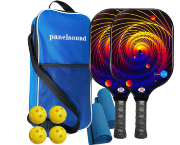 USAPA Approved Fiberglass Pickleball Paddles Set of 2 plus Carrying Case, 2 Cooling Towels & 4 Balls – Just $19.99!