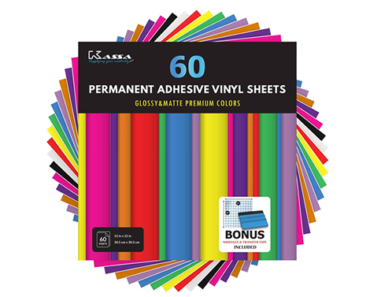 12″ x 12″ Permanent Adhesive Vinyl Sheets, 60 Sheets – Just $16.06!