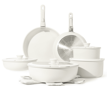 Carote Nonstick Cookware Sets, 17 Pcs Granite Non Stick Pots and Pans Set with Removable Handle – Just $64.99!