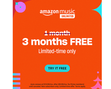 Try Amazon Music – FREE for 3 Months! Try Amazon Music – FREE for 3 Months!
