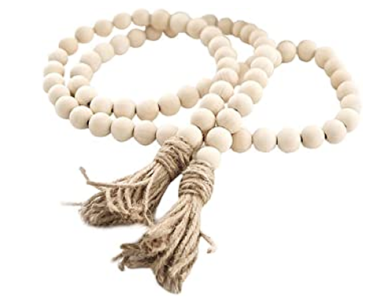 Farmhouse 58in Wood Bead Garland with Tassels – Just $7.99! Farmhouse 58in Wood Bead Garland with Tassels – Just $7.99!