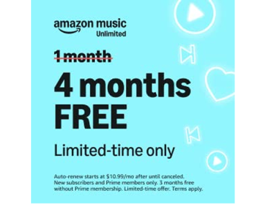 Try Amazon Music – FREE for 4 Months!