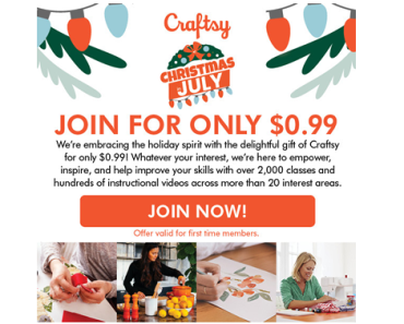 Celebrate Christmas in July with Craftsy! Premium Membership for just $0.49!