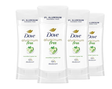 Dove Aluminum Free Deodorant for Women, Cucumber and Green Tea 72 hour – 4 Count – Just $11.03!