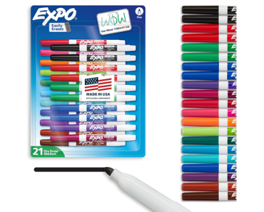 EXPO Dry Erase Markers Whiteboard Markers Fine Tip 21 Count – Just $10.50!