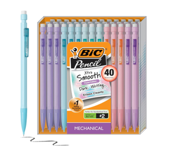 BIC Xtra-Smooth Pastel Mechanical Pencils with Erasers, Medium Point (0.7mm), 40-Count Pack – Just $4.00!