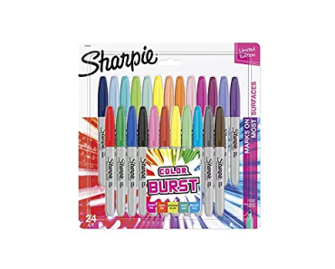 Sharpie Color Burst Permanent Markers, Fine Point, Assorted Colors, 24-Count – Just $10.39!