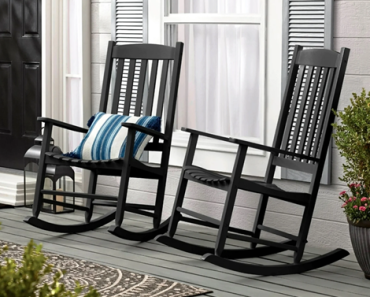 Mainstays Outdoor Wood Porch Rocking Chair, Black – 2 Pack – Just $88.00!