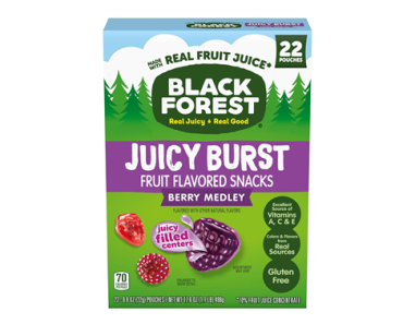 Black Forest Juicy Burst Fruit Snacks, Berry Medley, 22 Count – Just $3.32! Black Forest Juicy Burst Fruit Snacks, Berry Medley, 22 Count – Just $3.32!