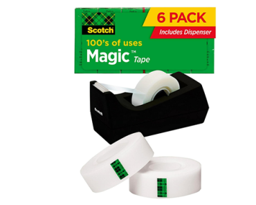 Scotch Magic Tape, Invisible, 6 Tape Rolls With Dispenser – Just $11.98!