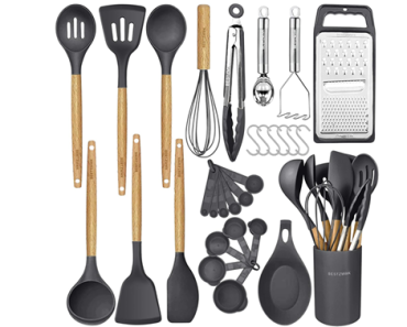 Non-Stick Silicone Cooking Kitchen Utensils Set with Holder – 29 Pieces – Just $19.99!
