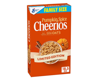 Cheerios Pumpkin Spice Breakfast Cereal, Family Size, 18.5oz – Just $3.20!