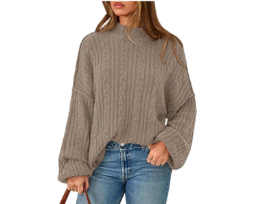 Long Sleeve Crewneck Cable Knit Oversized Sweater – Just $22.68! Prime Big Deal Days 2025!