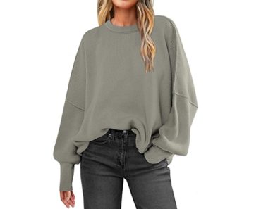 Crewneck Batwing Long Sleeve Oversized Side Slit Ribbed Knit Pullover Sweaters – Just $27.19! Prime Big Deal Days 2025!