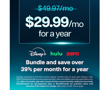 Limited Time Offer! NEW Disney+, Hulu, ESPN Unlimited Bundle – Just $29.99 a Month!