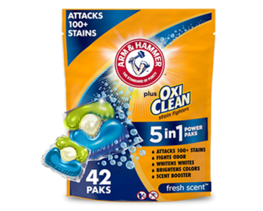 Arm & Hammer Plus OxiClean 5-in-1 Laundry Detergent Power Paks, 42 Count – Just $7.24!