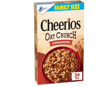 Cheerios Oat Crunch Cinnamon Oat Breakfast Cereal, Family Size, 24 oz – Just $3.39!