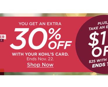 Kohl’s Veteran’s Day Sale! Kohl’s Cardholder Event! Earn Kohls Cash! $10 off $25! Cardholders 30% Off! More!