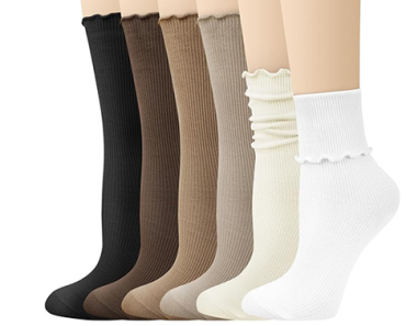 6 Pairs Ruffle Socks, Soft Frilly Turn-Cuff – Just $9.99!