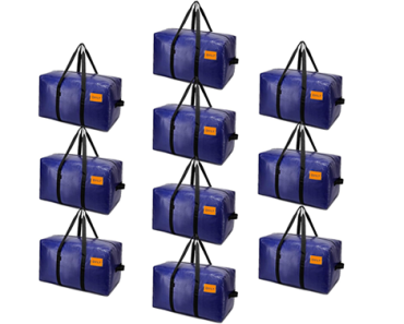 10-Pack Heavy Duty Moving Bags and Large Storage Bags with Strong Handles, Durable Zippers,and Space-Saving Design – Just $20.99!
