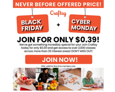 Cyber Sale! Craftsy Premium Membership for only $0.25! Ending Soon!