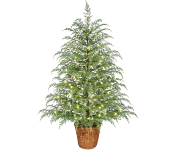 My Texas House 4′ Pre-Lit Green Cypress Artificial Christmas Potted Tree – $64.86! Available Again!