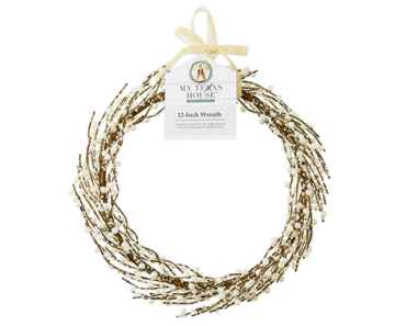 Pearl Christmas Wreath, Gold and White, 12″, by My Texas House – Just $6.22!