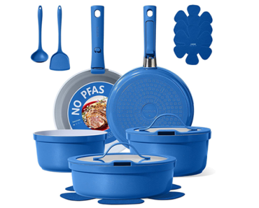 CAROTE 15pcs Pots and Pans Set Ceramic Cookware – Just $49.99!
