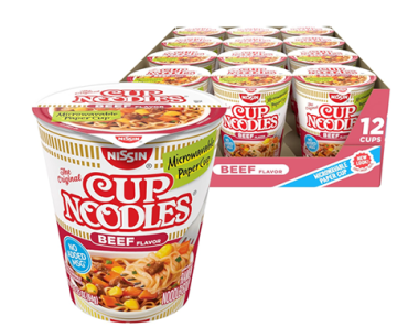 Nissin Cup Noodles Ramen Noodle Soup, Beef, Microwaveable Paper Cup, Pack of 12 – Just $3.77! Nissin Cup Noodles Ramen Noodle Soup, Beef, Microwaveable Paper Cup, Pack of 12 – Just $3.77!