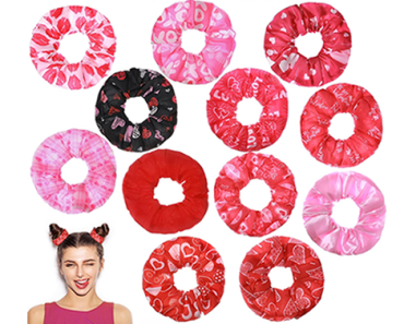 24 Valentine Hair Scrunchies Love and Heart Pattern Scrunchies – Just $13.99!