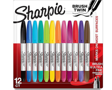 Sharpie Brush Twin Permanent Markers Brush Tip Marker and Ultra Fine Tip Marker Assorted 12 Count – Just $8.28!