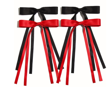 4 Red & Black Ribbon Bowknot Hair Clips – Just $6.83!