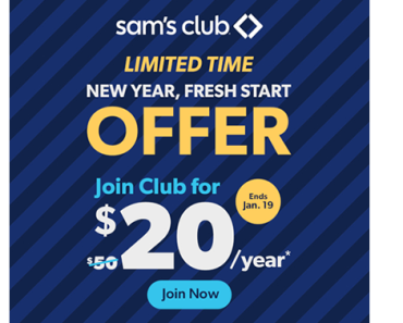 Save 60% on a new Sam’s Club Membership! Get a 1 year membership for just $20.00! Save 60% on a new Sam’s Club Membership! Get a 1 year membership for just $20.00!