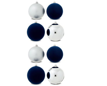 8-Count Navy and Silver Shatterproof Christmas Ornaments – Just $2.82!
