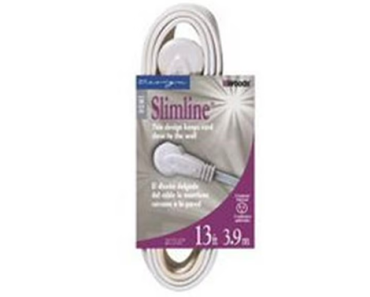 Slimline 2232 White Angled Flat Plug Extension Cord, 3 Grounded Outlets – 2 Pack – Just $3.09!
